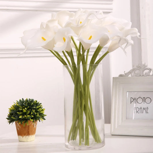 5/10/15/20 piezas de flores artificiales de cala con tacto real – Ramo de calas falsas realistas para arreglos de boda nupciales, decoración del hogar y decoración floral