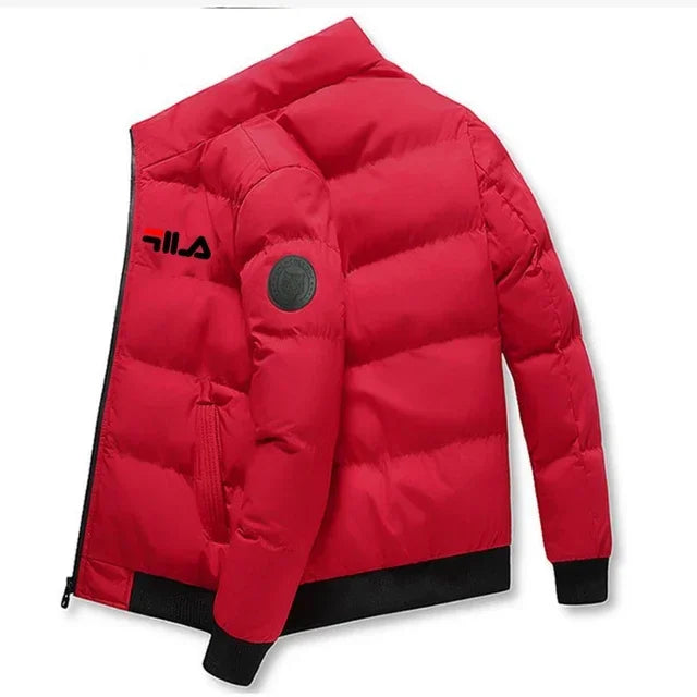 Men’s Short Winter Jacket – Thick Warm Windproof Coat with Zipper & Printed Design, Casual Outdoor Outerwear, Sizes M–5XL