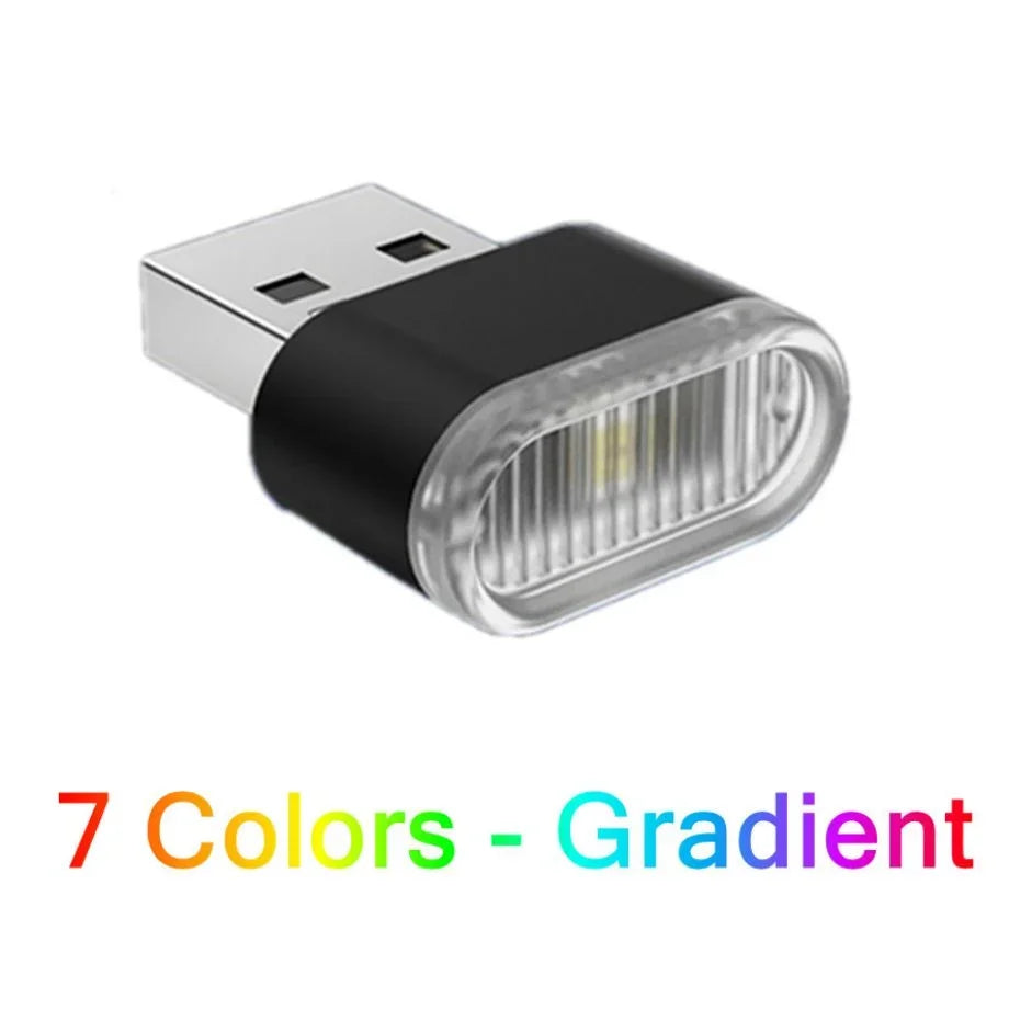 Mini USB LED Luz Ambiental Interior para Coche – Lámpara de Ambiente de Neón Plug & Play y Luz de Emergencia