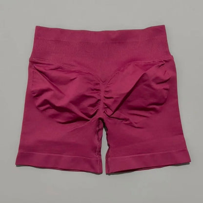 HISTELLO Pantalones cortos de yoga sin costuras de 4.5" para mujer – Pantalones cortos deportivos de talle bajo con efecto fruncido para gimnasio, fitness, correr y ropa deportiva