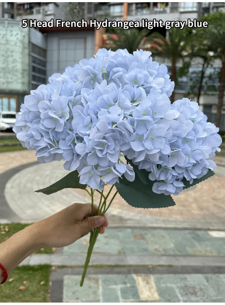 Bouquet d'Hortensias Artificiels à 5 Têtes – Fleurs Artificielles en Soie pour Décoration de Mariage, Arrangements de Fête, Décoration de Salon & Accessoires Floraux pour la Maison