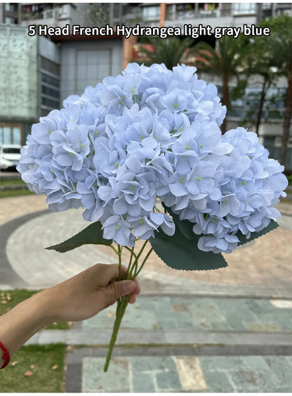 Bouquet d'Hortensias Artificiels à 5 Têtes – Fleurs Artificielles en Soie pour Décoration de Mariage, Arrangements de Fête, Décoration de Salon & Accessoires Floraux pour la Maison