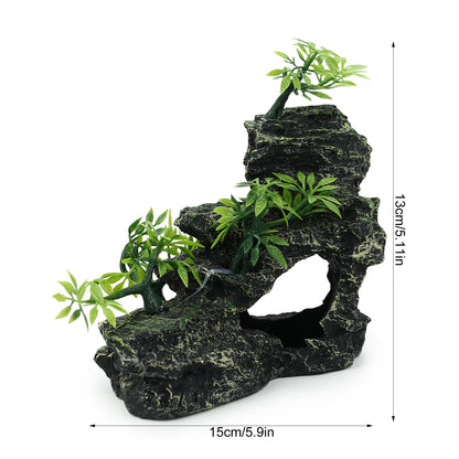 Resin Aquarium Mountain Cave Ornament – Realistic Rock-Style Aquascaping Decoration for Fish Tank Landscaping, Home & Office Decor