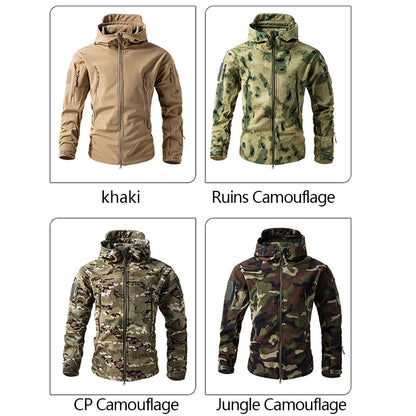 Lurker Men’s Soft Shell Tactical Jacket – Waterproof Fleece-Lined Hooded Coat, Camouflage Outdoor Outerwear for Autumn & Hunting