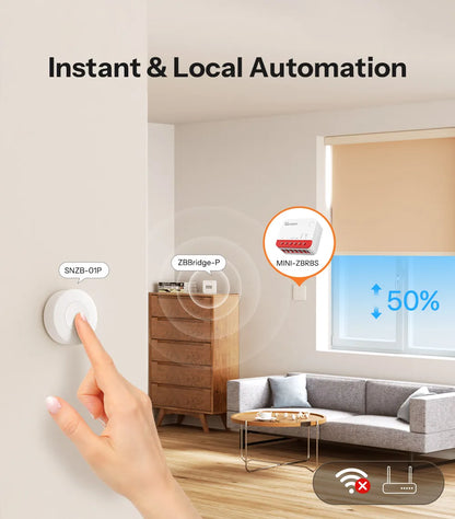 SONOFF MINI-ZBRBS Zigbee Smart Roller Shutter Switch – Controlador inteligente de cortinas, módulo de motor de persianas compatible con ZigBee Hub, automatización de escenas locales e interruptor amplificador de señal para eWeLink Smart Home