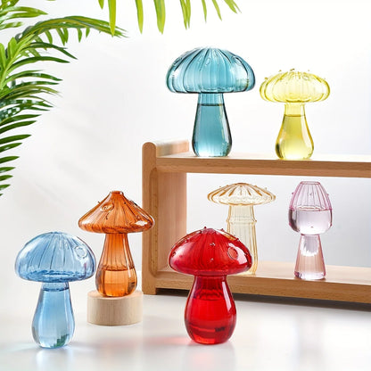 Transparent Glass Mushroom Vase – Hydroponic Planter for Flowers, Plants & Home Décor