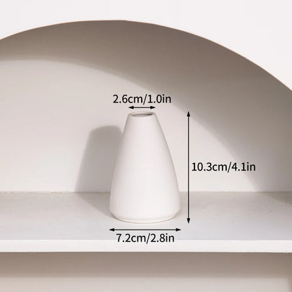 Florero Nórdico de Cerámica Blanca – Jarrón Decorativo Moderno para Sala de Estar, Decoración del Hogar y Escritorio