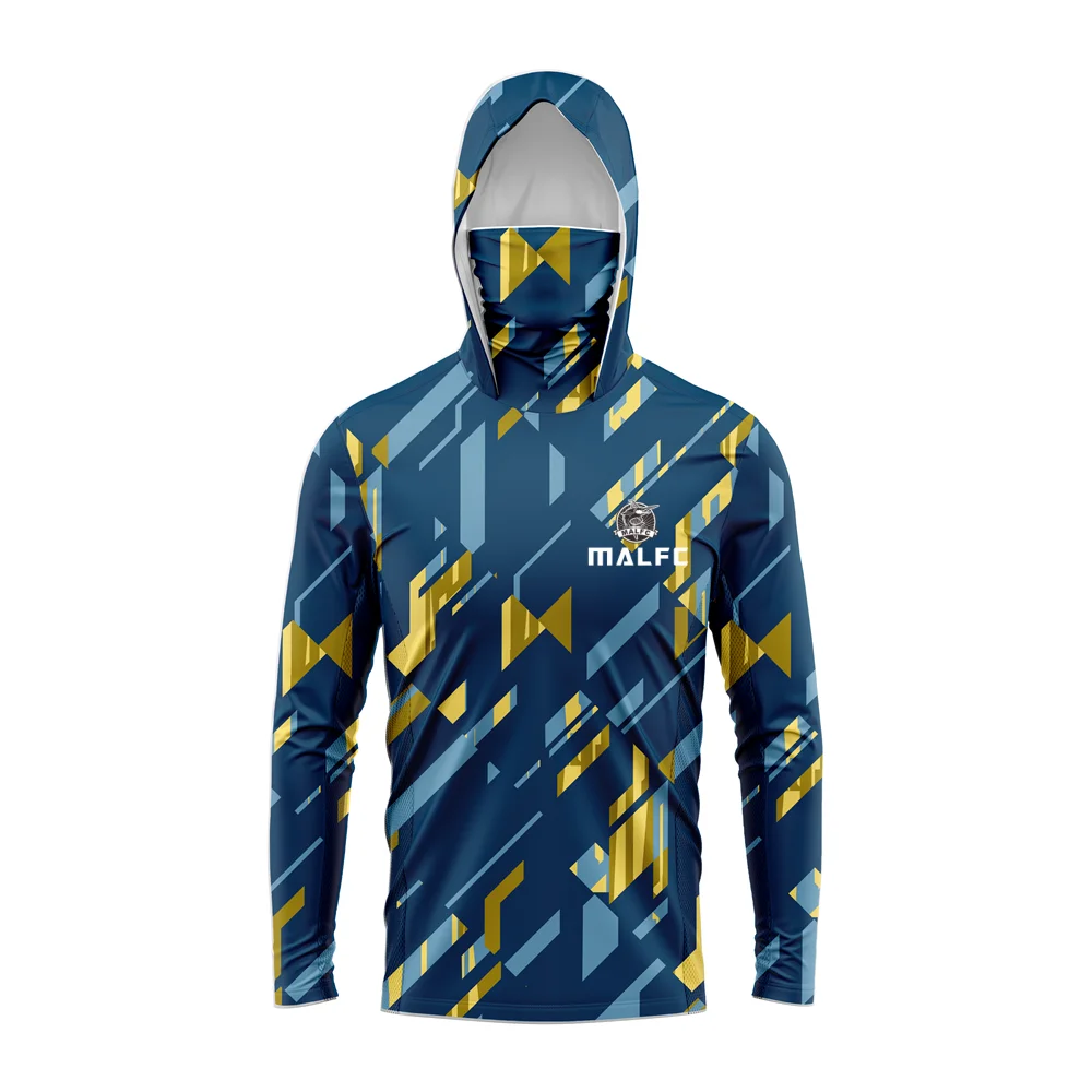 MALFC Men's Hooded Fishing Shirt – Long Sleeve UV Protection Performance Fishing Apparel for Outdoor Adventures