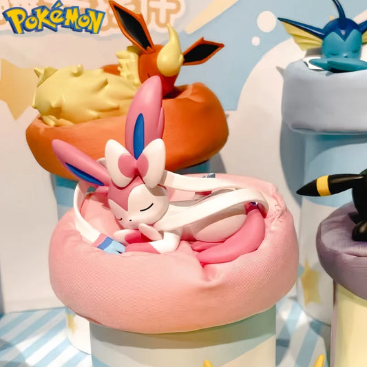 Caja Ciega Original Pokémon Eevee Serie Postura Durmiendo – Sylveon, Umbreon, Flareon, Jolteon Modelo de Decoración de Escritorio Regalo