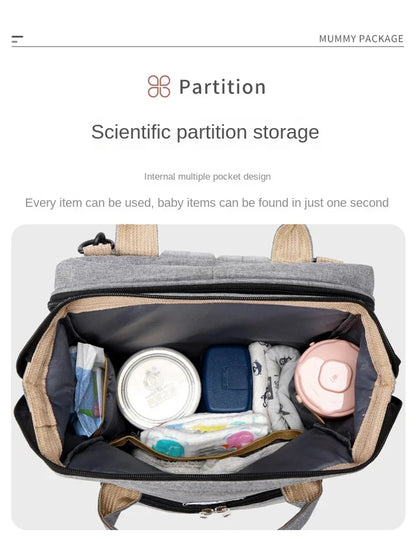 Sac à langer de grande capacité pour bébés avec matelas à langer – Sac à langer de maternité imperméable pour mamans avec rangement pour biberons et lit de bébé