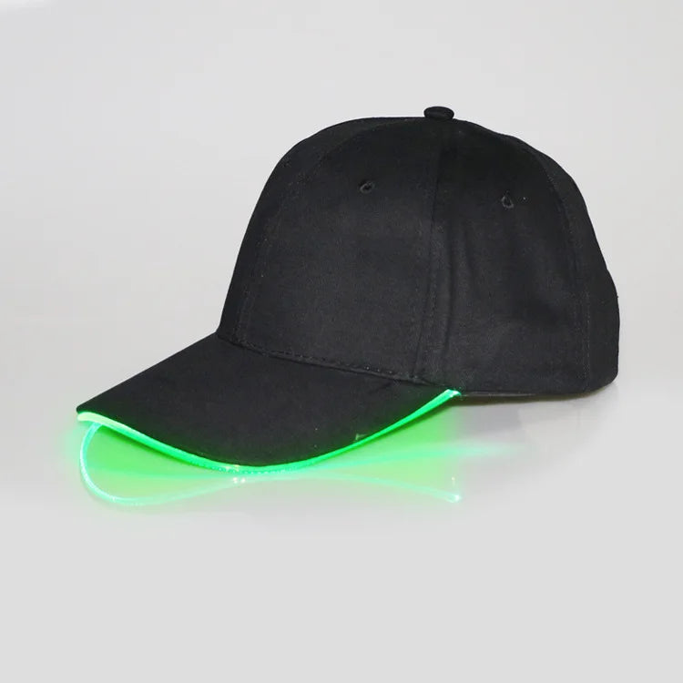 Fiber Optic LED Baseball Cap – 7-Color Luminous Light-Up Hat with USB Rechargeable Design for Parties, Performances & EDC