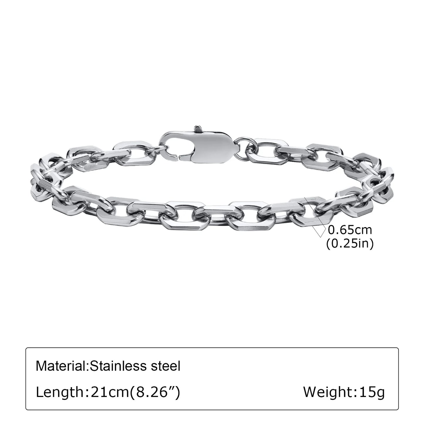 Punk Silver Chain Bracelet – Stainless Steel Braided Link Wristband for Men | Hip Hop Fashion Jewelry Gift for Him & Dad