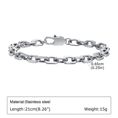 Punk Silver Chain Bracelet – Stainless Steel Braided Link Wristband for Men | Hip Hop Fashion Jewelry Gift for Him & Dad