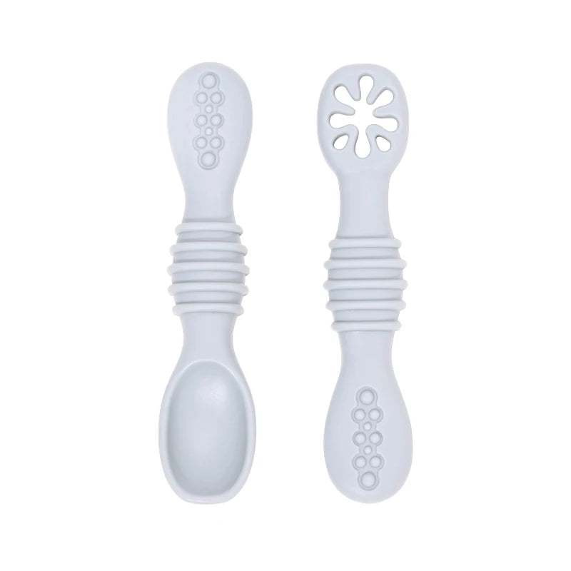 Lot de cuillères d'alimentation en silicone pour bébé – Cuillère douce à double embout pour purées, céréales de riz et sevrage autonome