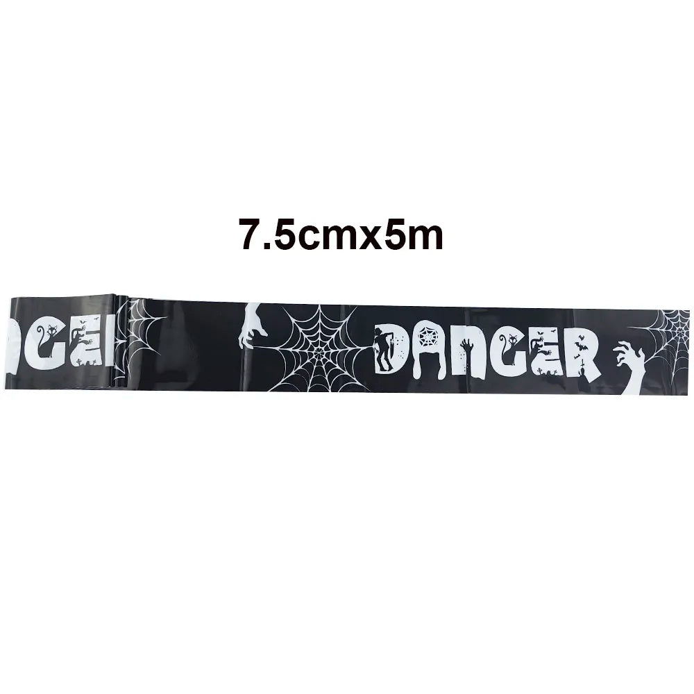 Halloween Warning Tape – Scary Caution & Hazard Tape Roll for Indoor & Outdoor Party Decorations, Spooky DIY Props & Haunted House Decor