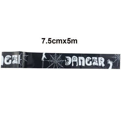 Halloween Warning Tape – Scary Caution & Hazard Tape Roll for Indoor & Outdoor Party Decorations, Spooky DIY Props & Haunted House Decor