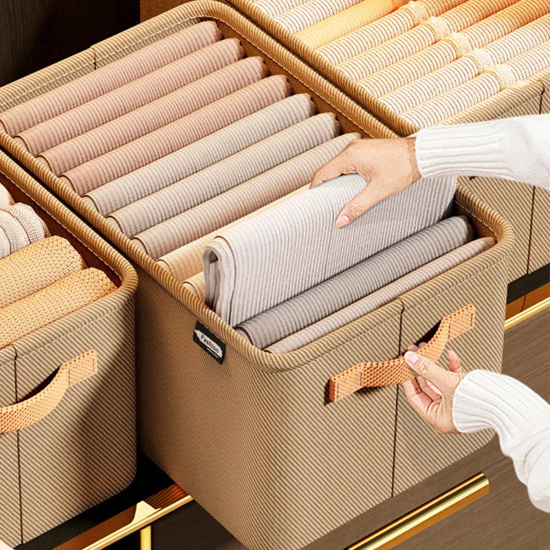 Thickened Clothes Storage Organizer – Foldable Wardrobe Storage Box for Pants, Sweaters, Jeans & Clothing, Drawer Organizer Cabinet Storage Container for Home Organization