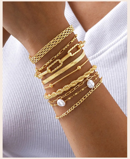 Waterproof Stainless Steel Chain Bracelet – Gold Plated Stackable Link Bracelet for Women | Trendy Fashion Jewelry Gift