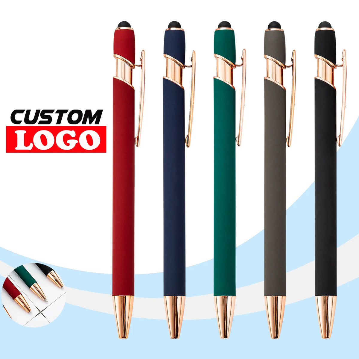 Metal Ballpoint Pen with Stylus Tip – Touch Screen Writing Pen for Office, School & Stationery, Custom Logo & Name Gift