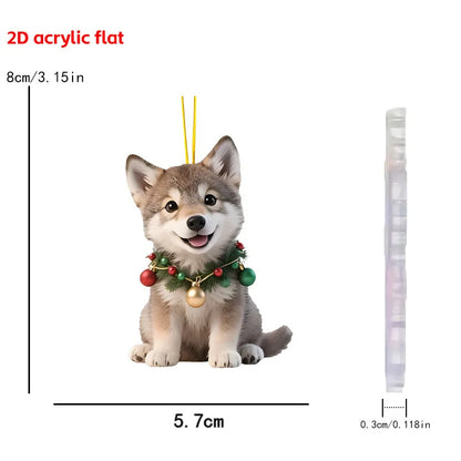 Christmas Animal Series 2D Acrylic Hanging Ornaments – Flat Xmas Tree Decorations for Party, Home, Backpack & Keychain Accessories