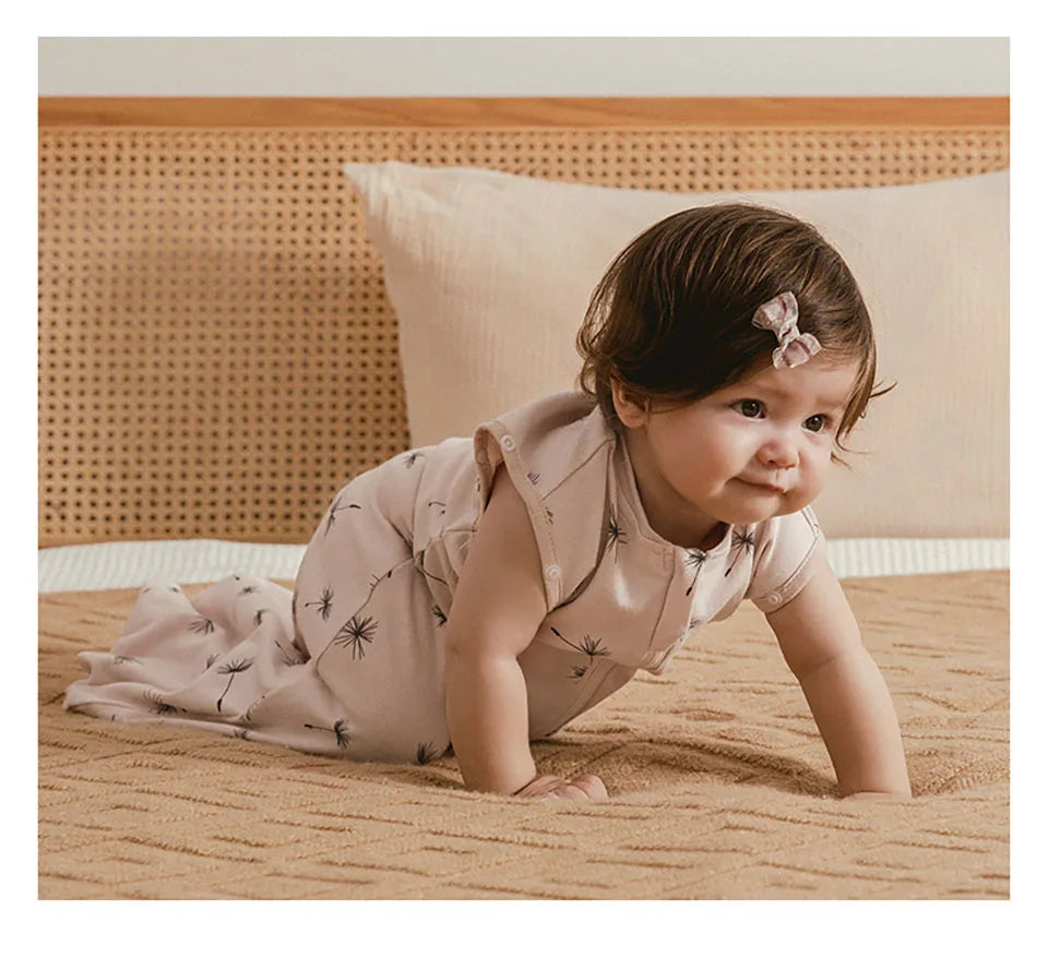Gigoteuse Bébé 100 % Coton – Doux Sac de Couchage sans Manches pour Nouveau-né avec Fermeture Éclair Bidirectionnelle pour l'Été et les Changements de Couches Faciles