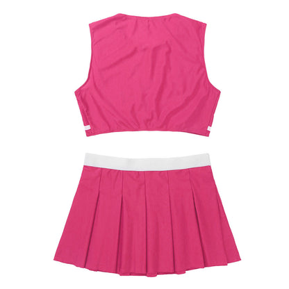 Women’s Cheerleader Cosplay Costume – Uniform Set (Crop Top + Mini Pleated Skirt, Carnival Outfit)