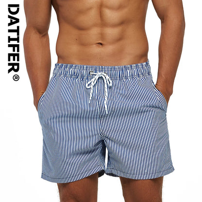 DATIFER Men's Beach Print Swim Shorts – Quick-Dry Surf, Swim & Workout Trunks with Pockets for Summer
