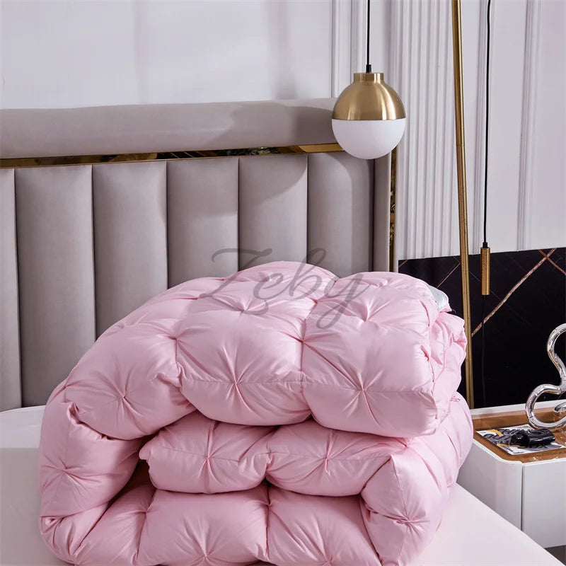 Edredón de lujo 100% plumón de ganso blanco – Duvet ligero y cálido de invierno con diseño plisado