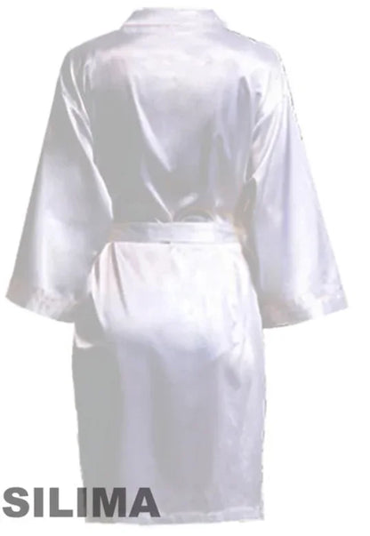Wedding Party Team Bride Robe – Black Letter Satin Kimono Bridesmaid Bathrobe SP2000