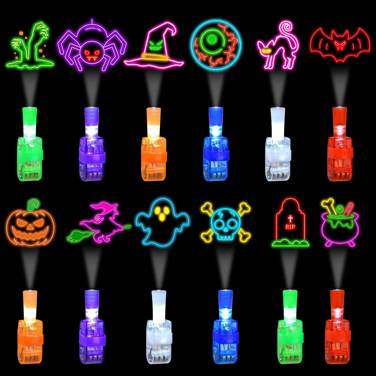 Halloween LED Finger Lights Toys, Bright Glowing Finger Lamps, Halloween Party Favors, Trick or Treat Goodie Bag Fillers, Kids' Spooky Party Gifts and Costume Accessories