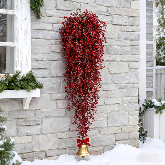 3PCS Artificial Red Fern Hanging Garland – Faux Ivy Plant Vines for Christmas, Wedding, Table, Party & Garden Home Decor