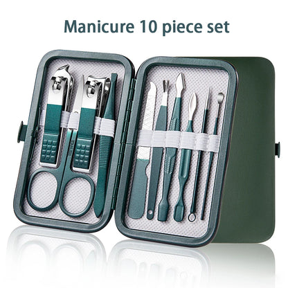 Juego profesional de manicura y pedicura de acero inoxidable de 6 a 18 piezas con estuche de viaje de piel – Kit de uñas y aseo para hombres y mujeres