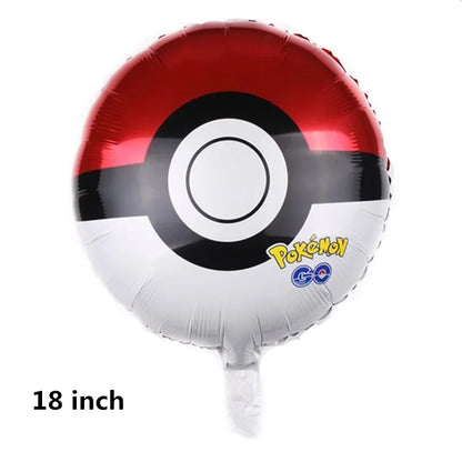 5pcs Pokémon Pokéball Aluminum Foil Balloons – Cute Helium Air Balloons for Boys & Girls Birthday Party & Baby Shower Decorations