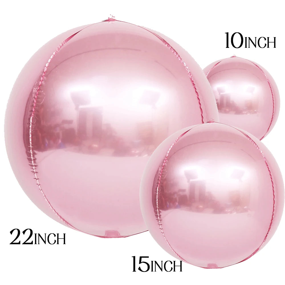 Globos metálicos redondos de aluminio 4D – Decoraciones para fiestas de cumpleaños, bodas y revelaciones de género en oro rosa y plata