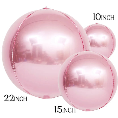 Globos metálicos redondos de aluminio 4D – Decoraciones para fiestas de cumpleaños, bodas y revelaciones de género en oro rosa y plata