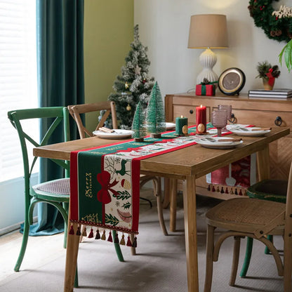 Christmas Snowflake Jacquard Table Runner – Winter Dining Table Cloth for Xmas, New Year, Rustic Home Decor & Holiday Gift