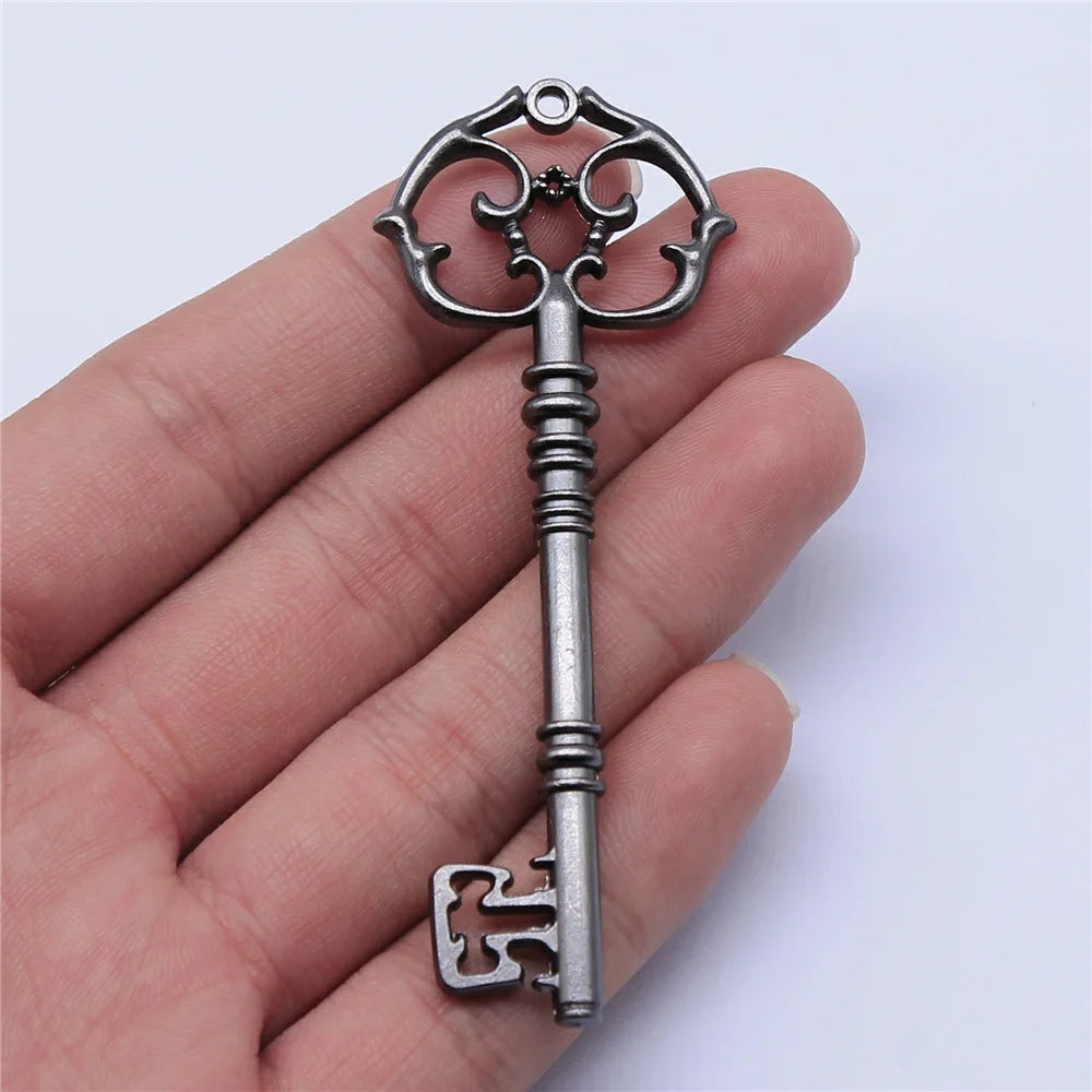 2 pendentifs clé de grande taille – Breloques de style tibétain pour la création de bijoux, fournitures artisanales pour colliers, bracelets et accessoires