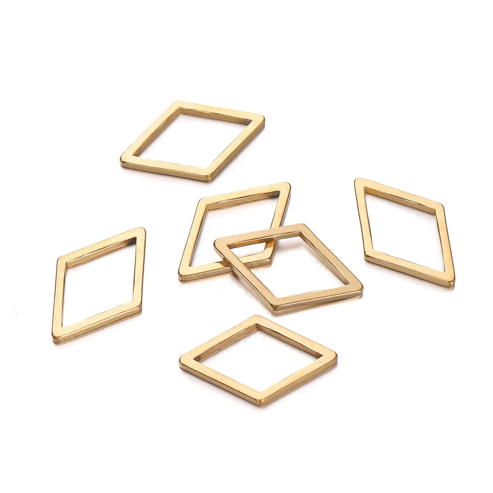 10 breloques géométriques creuses en acier inoxydable pour bijoux – Connecteurs de pendentif pour boucles d'oreilles, colliers et fabrication de bijoux