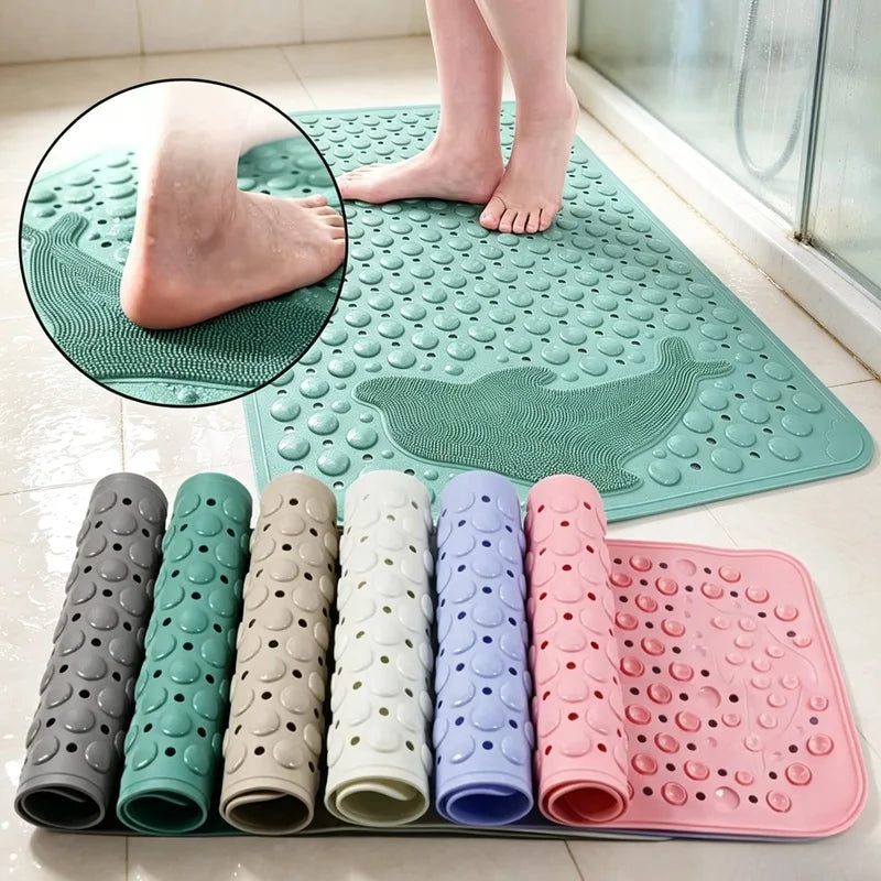 Dolphin PVC Bath Mat 35x70cm – Non-Slip Bathroom Shower Rug with Massage Texture for Bathtub & Floor