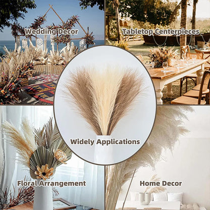 5/10/20pcs Herbe de la Pampa Artificielle – Fleurs de roseau synthétiques moelleuses style bohème pour la décoration de mariage, les arrangements de fête, la décoration intérieure et la conception florale DIY (42cm)
