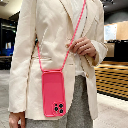 Funda Cruzada para Teléfono con Cordón Ajustable – Cubierta Protectora Suave para iPhone 17, 16, 16E, 15, 14, 13, 12, 11, X, XS, 8 Plus y SE 2022, Funda para Teléfono de Hombro con Manos Libres