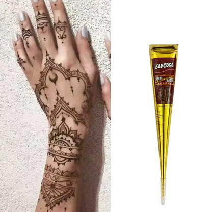 Conos de pasta de henna negra natural para tatuajes temporales – Arte corporal desechable para festivales, fiestas y bodas