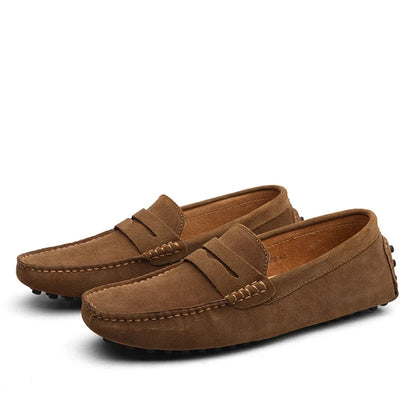 Mocasines de Ante de Cuero Genuino para Hombre – Zapatos de Conducción Casuales Hechos a Mano, Mocasines y Bailarinas Cómodos y a la Moda