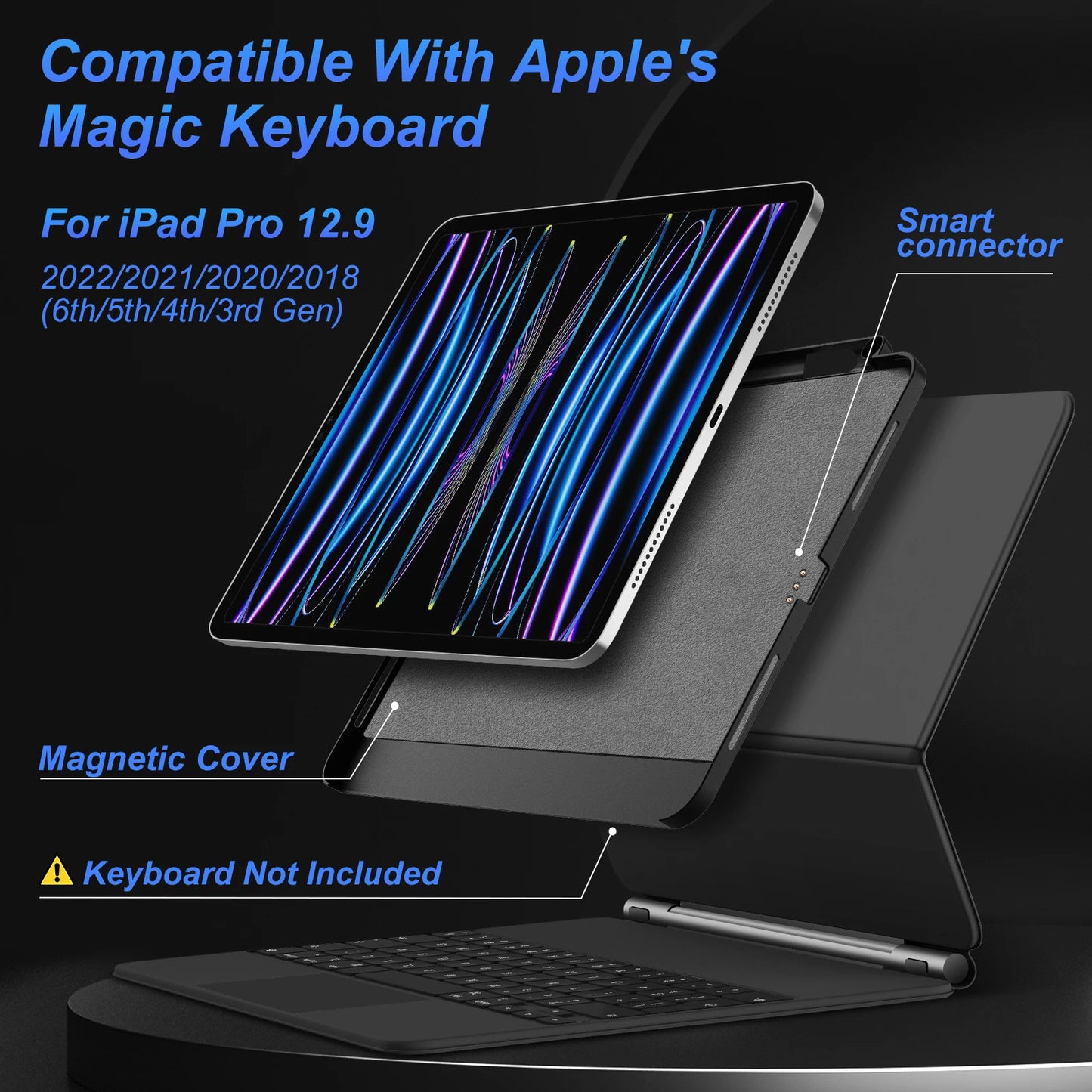 Funda magnética para iPad GOOJODOQ con soporte para lápiz – Compatible con Magic Keyboard para iPad Pro 11/13 M4 (2024), iPad Air 6 y Air 4/5