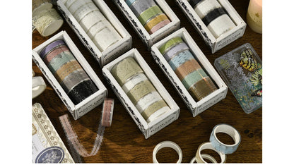 Juego de 6 rollos de cinta washi PET retro de encaje – Cinta adhesiva decorativa para diario, álbum de recortes, bullet journal y manualidades