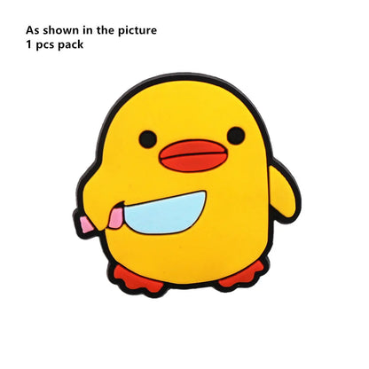 1PC Cartoon Animal Shoe Charm – Cute PVC Clog Pins with Duck, Penguin, Frog, Bear & Pig Designs, Funny Shoe Decorations