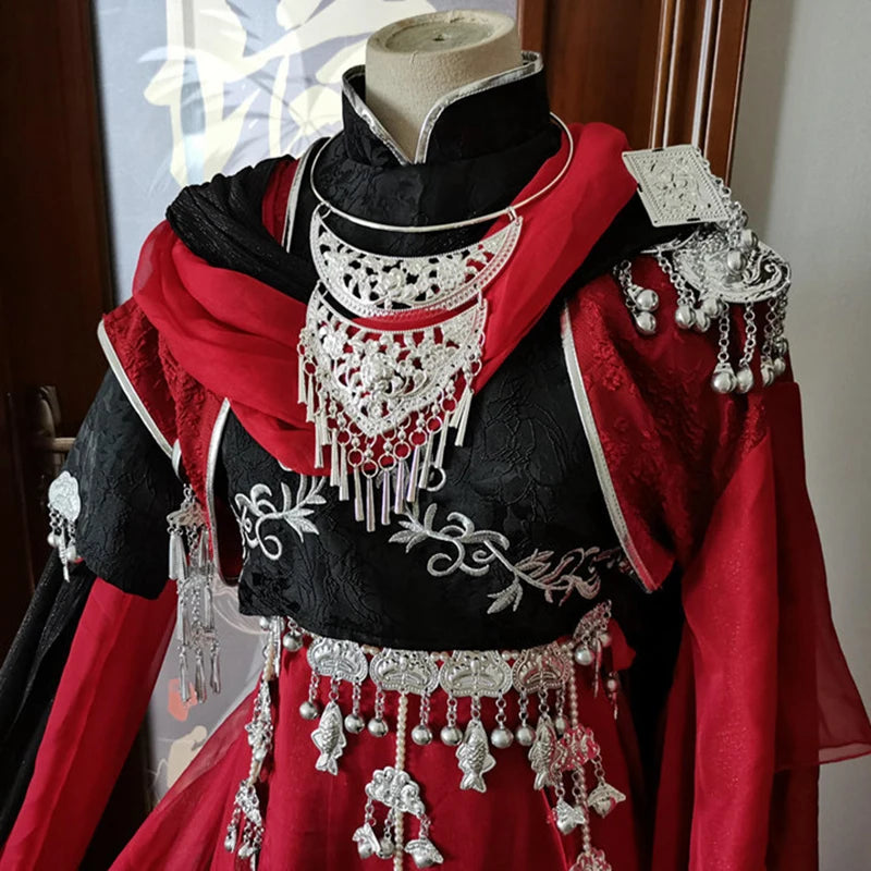 Heaven Official’s Blessing (Tian Guan Ci Fu) Hua Cheng Cosplay Costume – Red Chinese Hanfu Uniform Outfit for Halloween, Roleplay & Anime Events