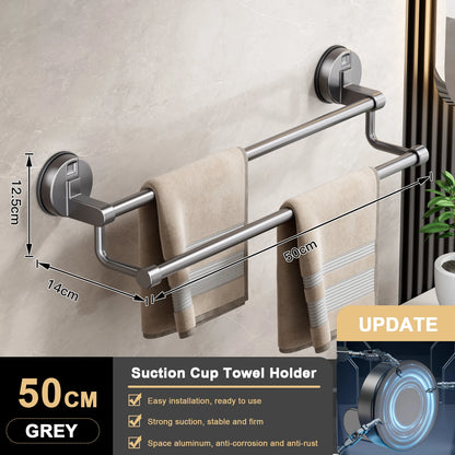 Toallero de Ventosa para Pared, sin Taladro, para Baño, Barra de Toalla de 30/40/50cm, Soporte que Ahorra Espacio