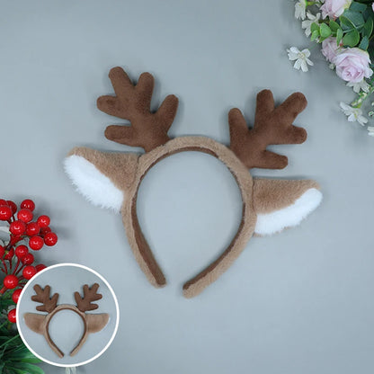 Cute Plush Deer Antler Headband for Women – Christmas Cosplay Lolita Hair Hoop Party Accessory