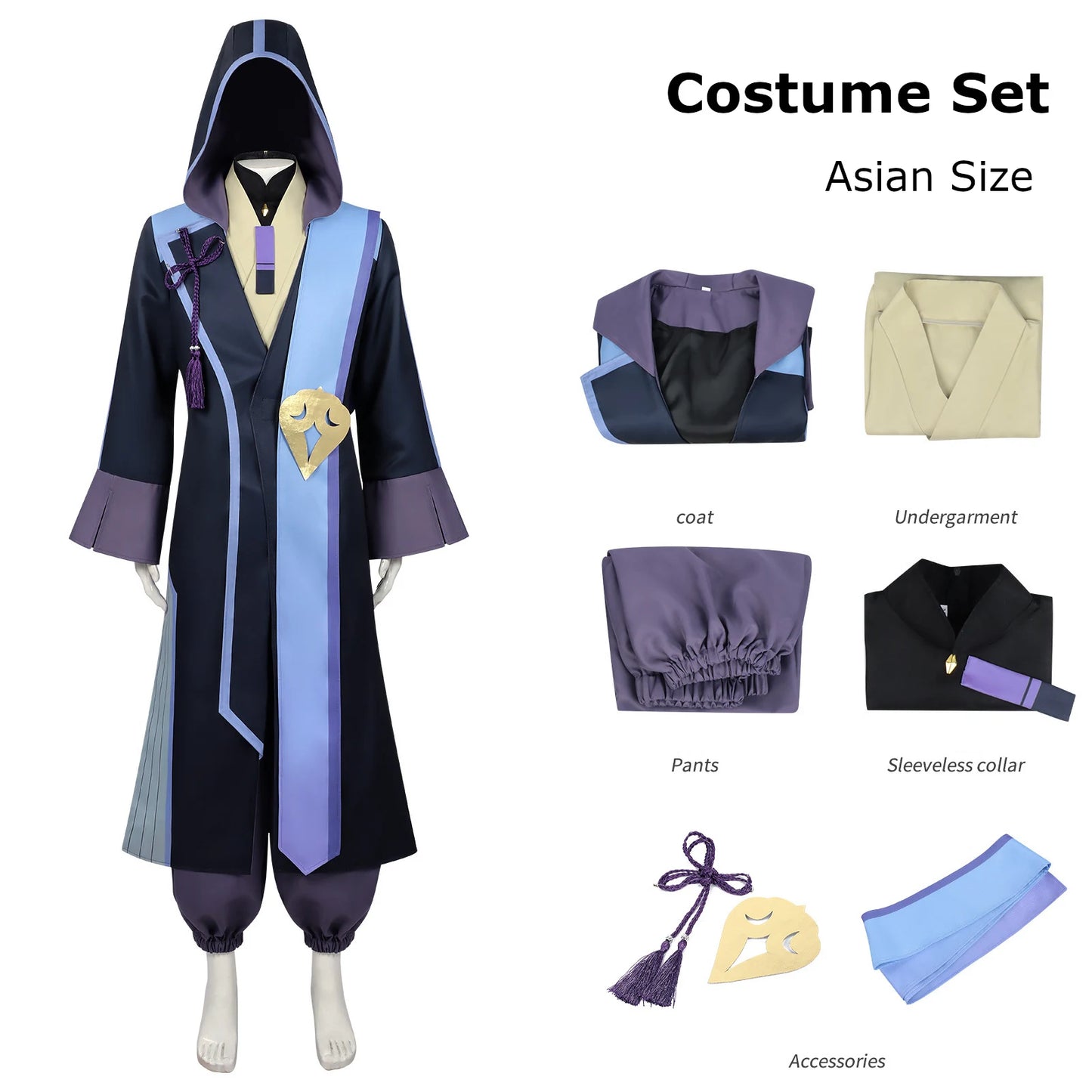 Cosmic Princess Kaguya Inspired Cosplay Costume – Cyberpunk Priest Uniform Full Set for Men Halloween, Carnival & Party Roleplay
